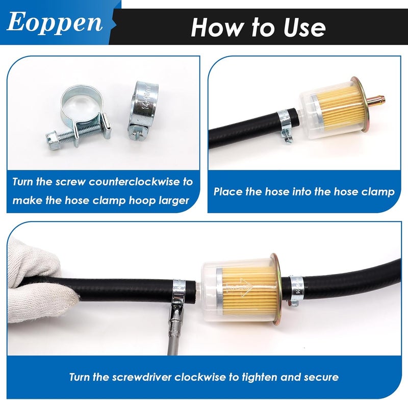 Eoppen 34Pcs 5 Sizes 8-18mm Fuel Line Clamp Assortment Kit, 1/4Inch 5/16Inch 3/8Inch Fuel Injection Gas Line Hose Clamps for Diesel Petrol Pipe - Image 5